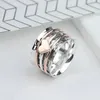 Cluster-Ringe, Herz, drehbar, Angstlinderung, Vintage-Stil, schlicht, gehämmert, Spinner, Band, Liebesgeschenke für Frauen, Schmuck