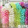 Decoratieve bloemen kransen 12 stks/perceel 110 cm kunstmatige bloem hangende plant zijden wisteria nep tuinplanten bruiloft decoratie hom otayt