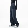 Damesjeans Blue Chic Design Straight High Taille American Style Streetwear Vintage Pants Casual Ladies Denim Wide Leg Trouser