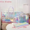 дизайнерские вещевые сумки с лазерным тиснением волшебный цвет дорожная сумка модная ручная накладная через плечо рюкзак большой емкости прозрачный ПВХ для фитнеса