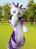 Fioletowy długi futra husky pies fox Mascot Costume Fursuit Halloween garnitur kreskówki