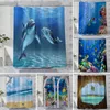 Shower Curtains Marine Life Dolphin Curtain 3D Home Wall Hanging Cloth Landscape Waterproof Polyester Bathroom Bath Screen Decor