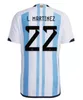 3 stelle Argentina Soccer Jersey Football Shirt 2022 Dybala de Paul Maradona di Maria 22 23 Fan Versione giocatore di uomini Kit Kids Set di calzini uniformi