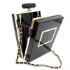 Scatola in acrilico Bottiglie di profumo a forma di catena Pochette da sera Borse da donna Pochette Perspex Clear Black233i