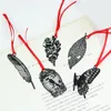 PCs Vintage Black Metal Bookmarks Feather Leaf Bird Rose Butterfly Marker Accessories Gift Office School Supplies A6521