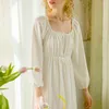 Kvinnors sömnkläder Kvinnors lolita klänning ruffle Princess Sleepshirts Vintage Long Sleeve Cotton Nightgowns.Viktorisk nattdressalong