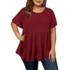 Vêtements ethniques Mode Haute Qualité Grande Taille Dames Col Rond Pull Classique Couleur Solide T-shirt À Manches Courtes Vetement Femme Drop