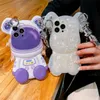 Роскошные чехлы для телефона Bear Crossbody Back охватывает мобильные раковины бренд Tide Girls Apple защитная крышка для iPhone 14 плюс 13 12 Pro Max Shock -Resection Metallic Lock ремешок