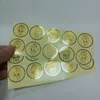 Personnalisé Transparent feuille d'or cercle Logo étiquettes autocollants feuille ronde clair auto-scellant vinyle étanche toutes tailles