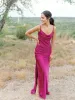 Sexy Simple Mermaid Bridesmaid Dresses Long Spaghetti Straps Draped Pleats Floor Length Wedding Guest Dress Plus Size Maid Of Honor Gowns Custom Made