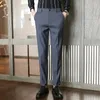 Erkekler Siyah Koyu Gri Khaki Takım Pantolon Erkek Moda Günlük Erkek Pantolon Marka Giysileri için Tam Uzunlukta Streç P84