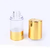 Gold Cosmetic Airless Lotion Bottle Essence Serum Packaging Pump Flaskor 15 ml 30 ml 50 ml tomma sminkbeh￥llare 100 st SN537