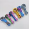Latest Silicone Colorful Pipes Herb Tobacco Glass Porous Single Hole Filter Bowl Portable Oil Rigs Stash Case Handpipes Smoking Cigarette Holder Tube
