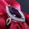 Wedding Rings Wukalo Luxe Luxe Single Stone Ring Charm Mysterious Bright Purple Marquise Women Cocktail Party Fashion Engagement