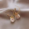 Boucles d'oreilles pendantes à la mode lune pour les femmes tempérament perle cerise strass pendentif boucle d'oreille fille fête bijoux cadeau