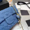 Channelbags Pearl Chanei Quality Ball High Gold Crush Denim Bags Mini Flap Square quiltad GHW Crossbody Justerbar axelband Vanity Cosmetic Case Ladies Handb