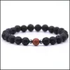 Fios de miçangas hematita Natural Black Lava Stone Strand Pulparelete elástica Bracelets difusor de óleo essencial Rocha vulcânica Rock Beade