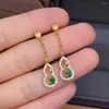 Boucles d'oreilles émeraude naturelle et véritable, en argent Sterling 925, à la mode, cadeau d'anniversaire pour femmes