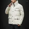 Men's Down Autumn Jacket Mens Simplicity Casual Fashion Lamb Fur Collar Solid Color Youth Trend Slim High Quality Hansome All-match Outwear