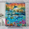 Shower Curtains Marine Life Dolphin Curtain 3D Home Wall Hanging Cloth Landscape Waterproof Polyester Bathroom Bath Screen Decor