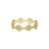 Bröllopsringar 2022 Spring Gold Color Bling CZ Paled Daisy Flower Vintage Simple Love Heart Colorful Finger Jewelry for Women