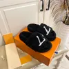 مع مصمم الصندوق Paseo Comfort Slippers Women Slipper Autumn Winter Slides Scuffs Fluffy Furry Wool s ely purse vuttonly crossbody viutonly 7063