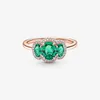 Anello vintage verde a tre pietre in oro rosa 18 carati con scatola originale per Pandora Gioielli regalo di nozze in vero argento sterling per donne Ragazze Anelli di fidanzamento con diamanti CZ