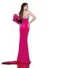 Single Sleeve Mermaid Evening Dresses Sheer Neck Bead Breast Celebrity Gown Bow Tie Decoration Vestidos De Novia Gala