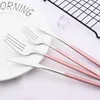 Dinnerware Sets Pink Silver Set Cake Fork Dessert Spoon Dinner Knife Flatware Cutlery 6Pcs Stainless Steel Tableware Kitchen