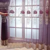 Curtain European High-grade Purple Peony Embroidery Sheer Elegant Water-soluble Lace Tulle For Living Room#4