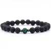 Fios de miçangas hematita Natural Black Lava Stone Strand Pulparelete elástica Bracelets difusor de óleo essencial Rocha vulcânica Rock Beade