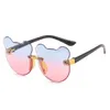 Girls Boys Cute Bear Animal Cartoon Rimless Sunglasses Children Retro Round Sunglasses Outdoor UV400 Baby Shade Glasses Eyewear