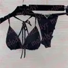 Sexig triangel thong bikinis kvinnor ihåliga stickade badkläder badklänning strandkläder två stycken set242c