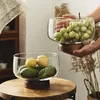 Tallrikar europeiska transparent glas trä basfruktbricka sallad skål godis dessert förvaring soffbord skrivbord hem dekoration