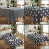 Table Cloth Japanese Style Retro Wave Pattern Cotton And Linen Tablecloth Blue Geometric Lattice Printed Coffee Pendant Tea Pad Drop Otqzr