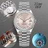 Damen Luxury Watch Edelstahl hohe Präzision Automatische Sweepmacemaschinen -Bewegungsarmband wasserdichte Uhren 31 mm Römisch Alphab212e