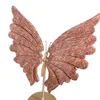السمسم الطبيعي Jasper Butterfly Wings Barty Room Decor Special Healing Meditaiton Purification Energy Red Quartz Crystal Rock Wings Mineral Senter