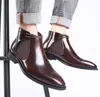 Мужчина Chelsea Boots Square Head Prain Face-Chare Opshoot Деловые повседневные кожа