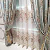 Curtain Luxury European Blackout Chenille Curtains For Living Room Beige Floral 3D Embossed Elegant French Window Drapes