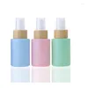 Storage Bottles 30ML Colorful Flat Shoulder Thick Frosted Glass Alcohol Liquid Press With Bamboo Spray Cap Fine Mist Atomizing Sprayer