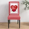 Chair Covers Valentine'S Day Love Rose Red White Cover Dining Spandex Stretch Seat Home Office Decoration Desk Case Set