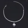 Anklets Fashion Crystal Charming Ankle Bracelet Cute Butterfly Pendant Sandal Jewelry Summer Beach Palm Leaves Foot