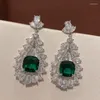 Dangle Earrings Luxury Aesthetic Drop Green Stone Wedding 2022 Trend Unusual Accessories Vintage Jewelry Long Hanging For Women