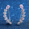 Stud￶rh￤ngen 925 Sterling Silver for Women Girl Zircon Ear Cuffs Crawler Party Jewelry Femme Kpop Korean Fashion Blue Pink