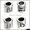 Alloy 60pcs/Lot 12 Constellation و Zodiac Sign Design Beads Sier Plated Spacer Beads Fit Fit Charm 7.5x7.5mm F3061 1147 T2 OT1HK