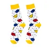 Chaussettes pour hommes 1 paire hommes peigned coton diamant géométrie imprimé équipage drôle pour les affaires de tenue de mariage causal cadeau