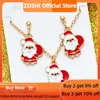 Серьги для ожерелья набора рождественских украшений Zoshi для девочек Симпатичные подвесные сети Санта -Клаус 2023 год.