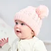 Новорожденные дети девочки мальчики осень зима теплые вязаные шляпы пушистые шарики помпа солидные милые милые милые подарки шапочки