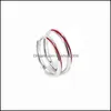 Band Rings Fashion Original Epoxy Red Line 925 Sterling Sier Jewelry Simple Personality Opening Par SR613 466 B3 Drop Delivery Oti1n