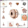 Charms Couqcy 2021 1PC European Rose Gold Love Tree Present Flower Crown Clip P￤rlor Fit Pandora Armband Women Gift Jewelry 2040 Dro OTWRV